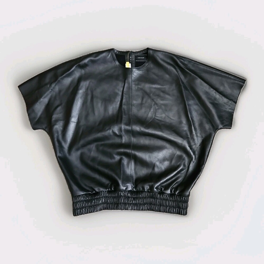 NWT Longchamp x Emotionally Unavailable Black Leather Lamb Sweatshirt Medium